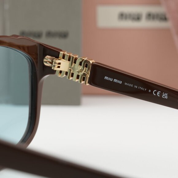 Miu Miu MUA07S 24D20R Square Sunglasses – Shiny Brown \\Light Blue